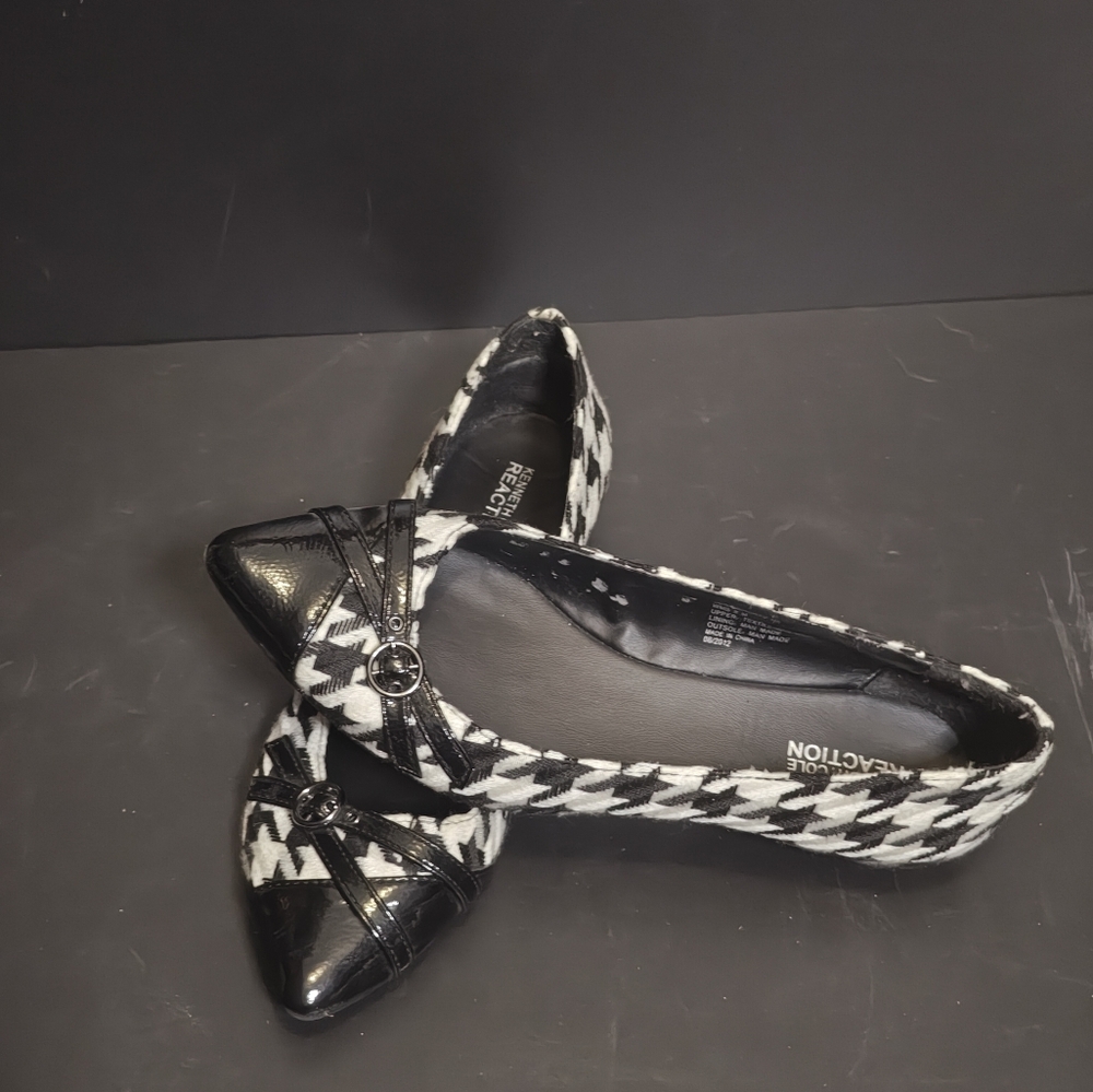 Vintage Kenneth Cole Reaction Women's Houndstooth Ballet Flats